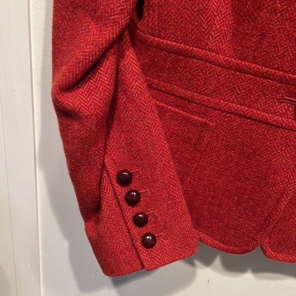 L.L.Bean Orange Herringbone Shetland Wool Tweed Blazer Jacket. 12 Petite - Picture 7 of 10